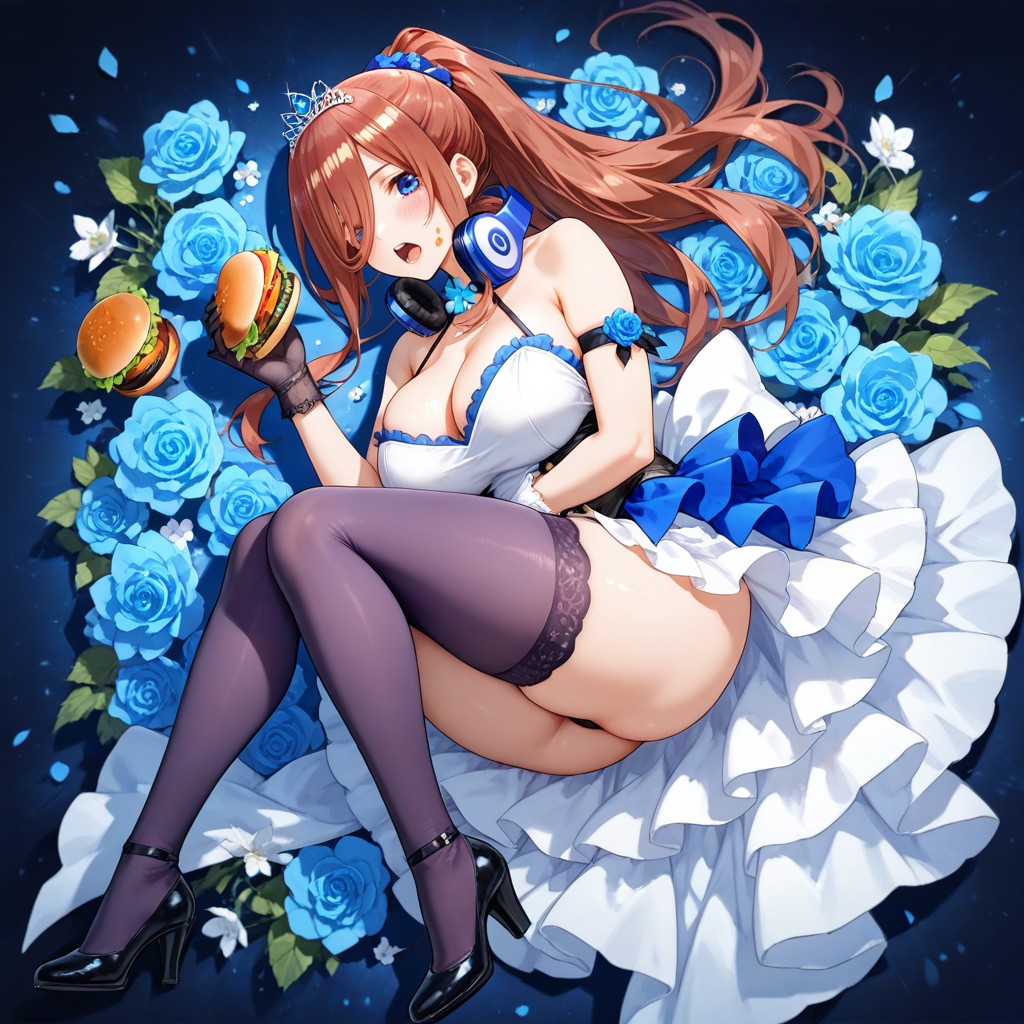 Fetal Position, Two-tone Skirt, Blue Hair Hentai AI Porn