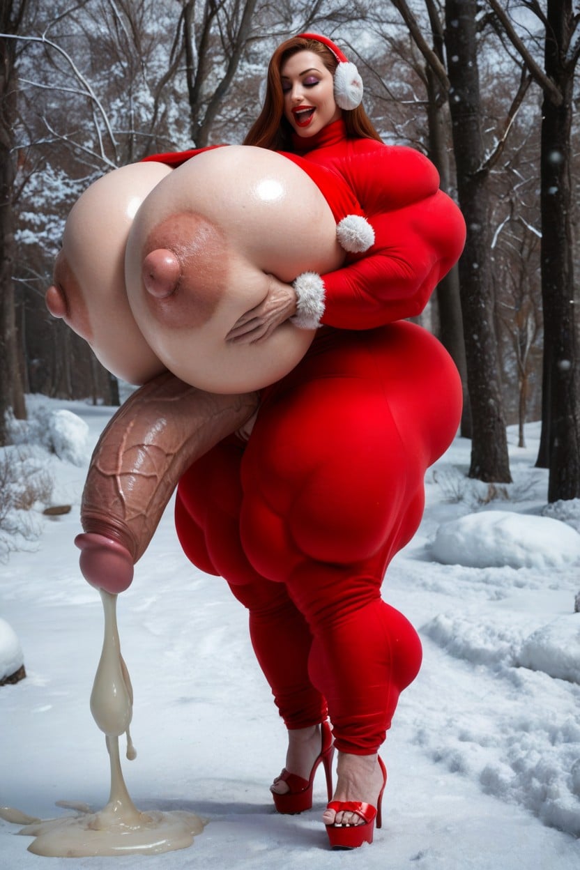 Gigantic Scalene, Fur Ear Muffs, Side View Shemale AI Porn