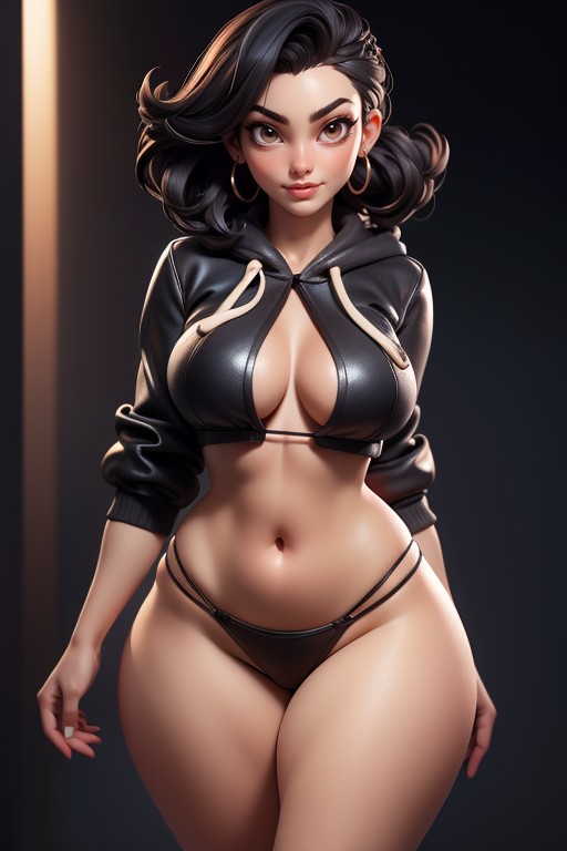 Large Breasts, Very Thick And Strong Looking Thighs, 25+ Hentai AI Porn