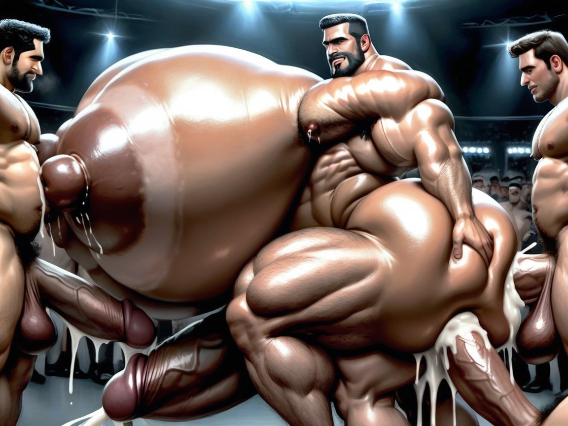 Detailed Massive Muscles, 裸, 極端なボトムヘビー ゲイAIポルノ