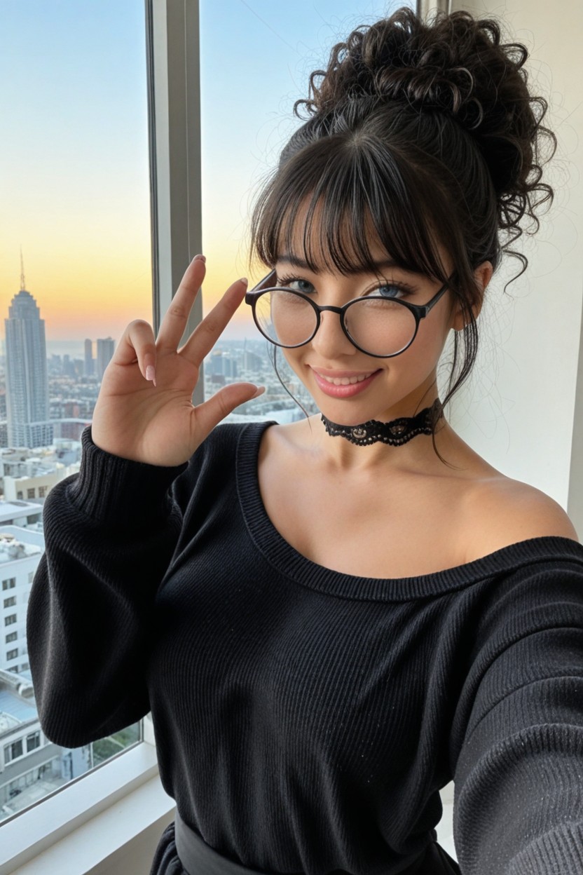 Fluffy Hair, Rooftop, Oversized T-shirt AI Porn