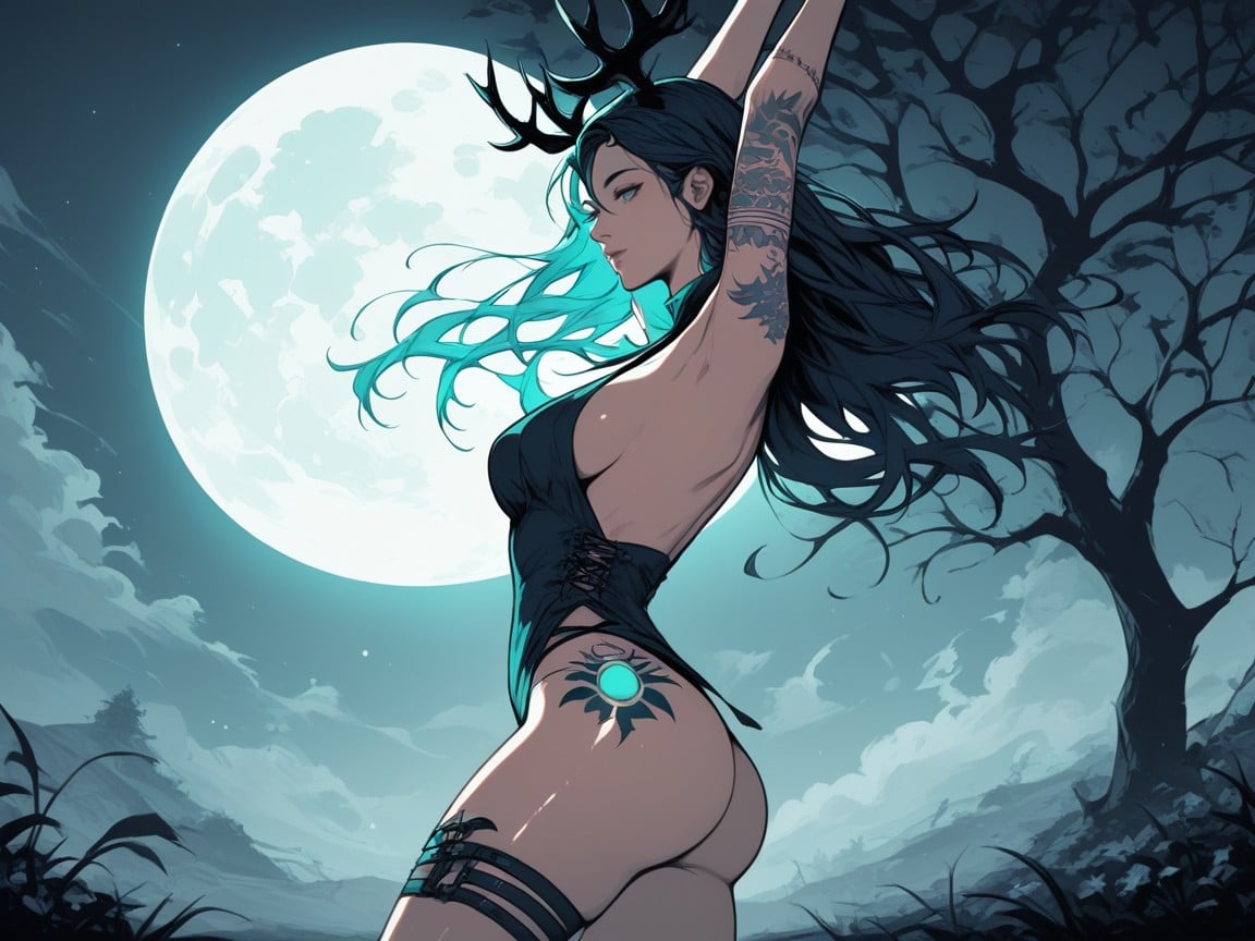 Thigh Strap, Greek Goddess Of The Moon, Glossy Skin Hentai AI Porn