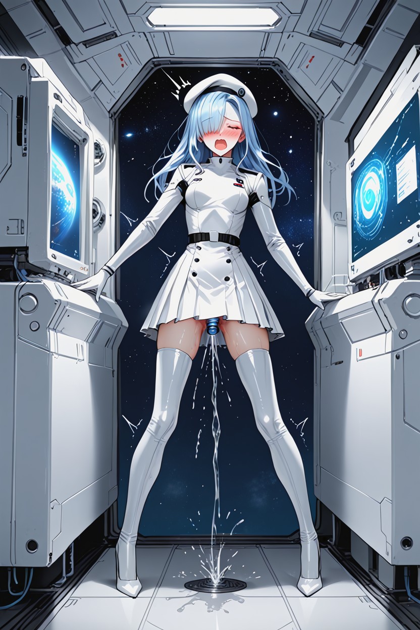 Spaceship Bridge, Vaginal, White Space Beret Furry AI Porn