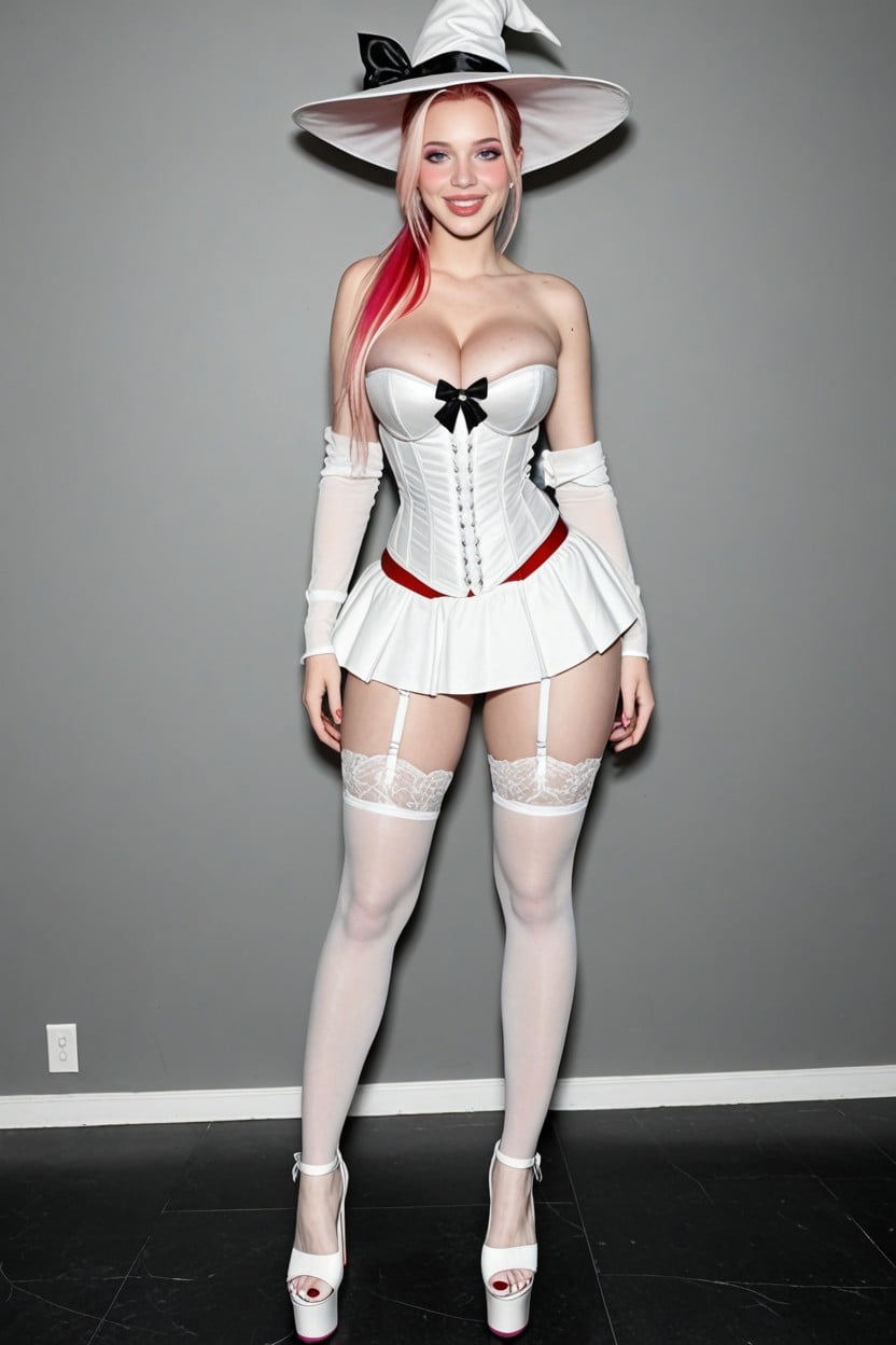 Fully Ultra White Pale Porcelain Pinkish Skin, Smeared Makeup, Fully Ultra White Pale Porcelain Pinkish Skin AI Porn