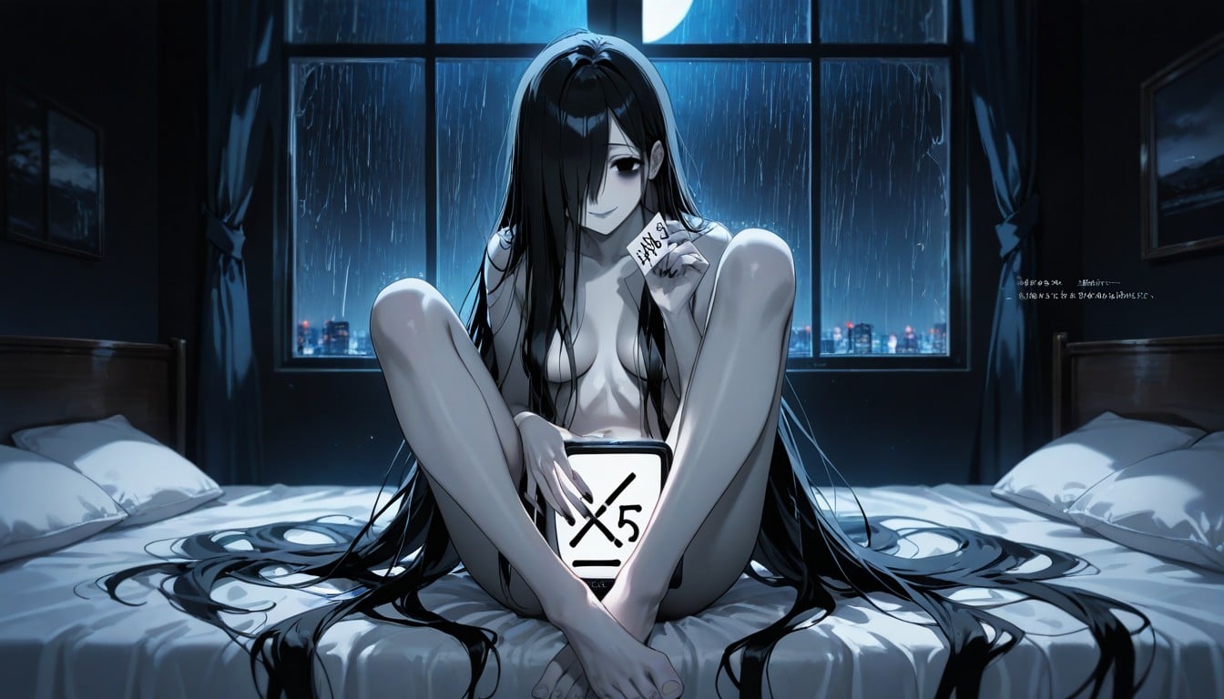 Gray Skin, Dark Circles Under Eyes, Sleek Hair Hentai AI Porn