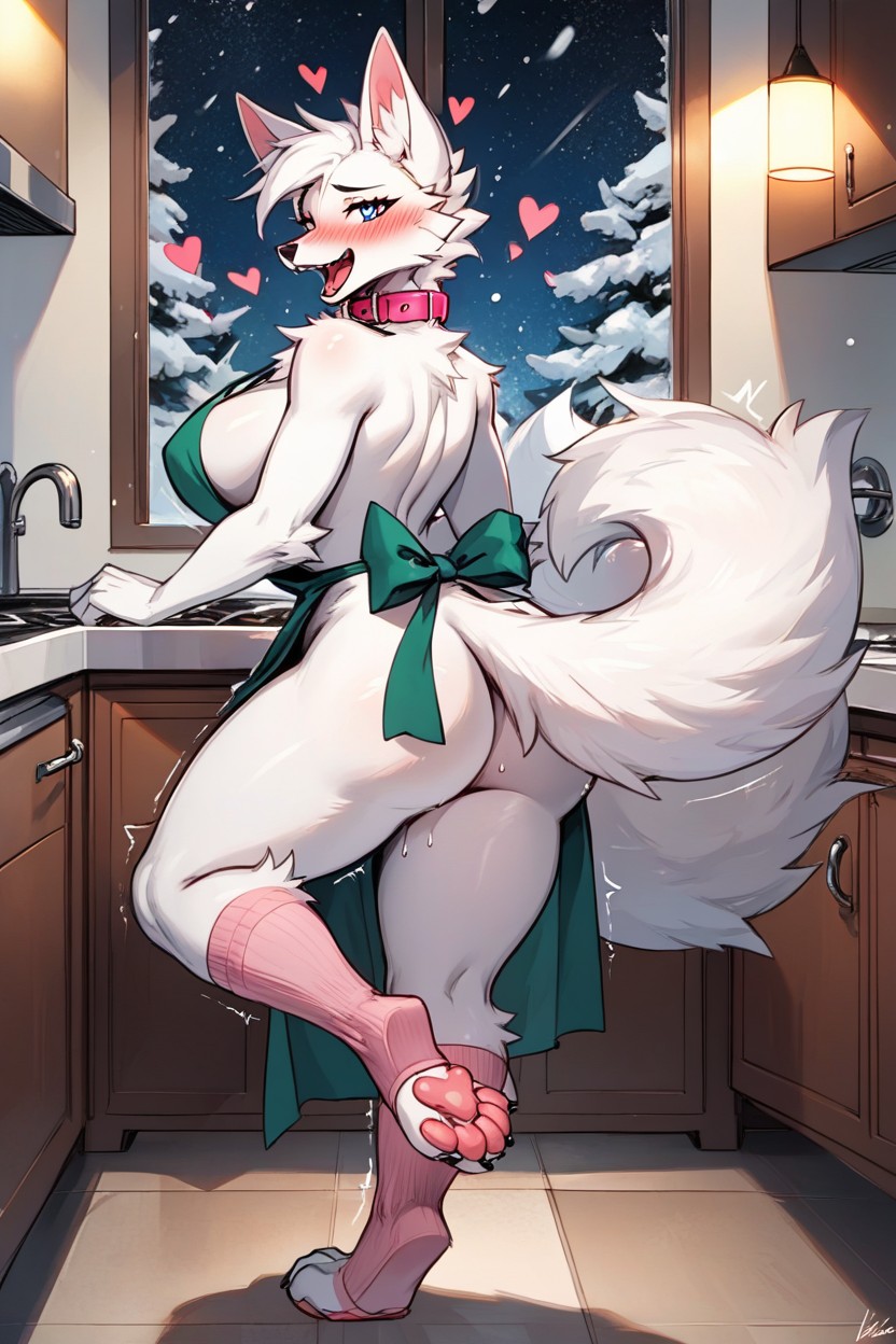 Enjoying, Green Apron, Looking At Viewer Furry AI Porn
