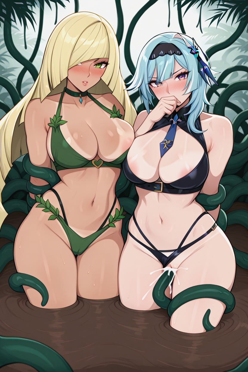Dyamic Pose, Squeezing Breasts Together With Her Arms, 25+ Hentai AI Porn
