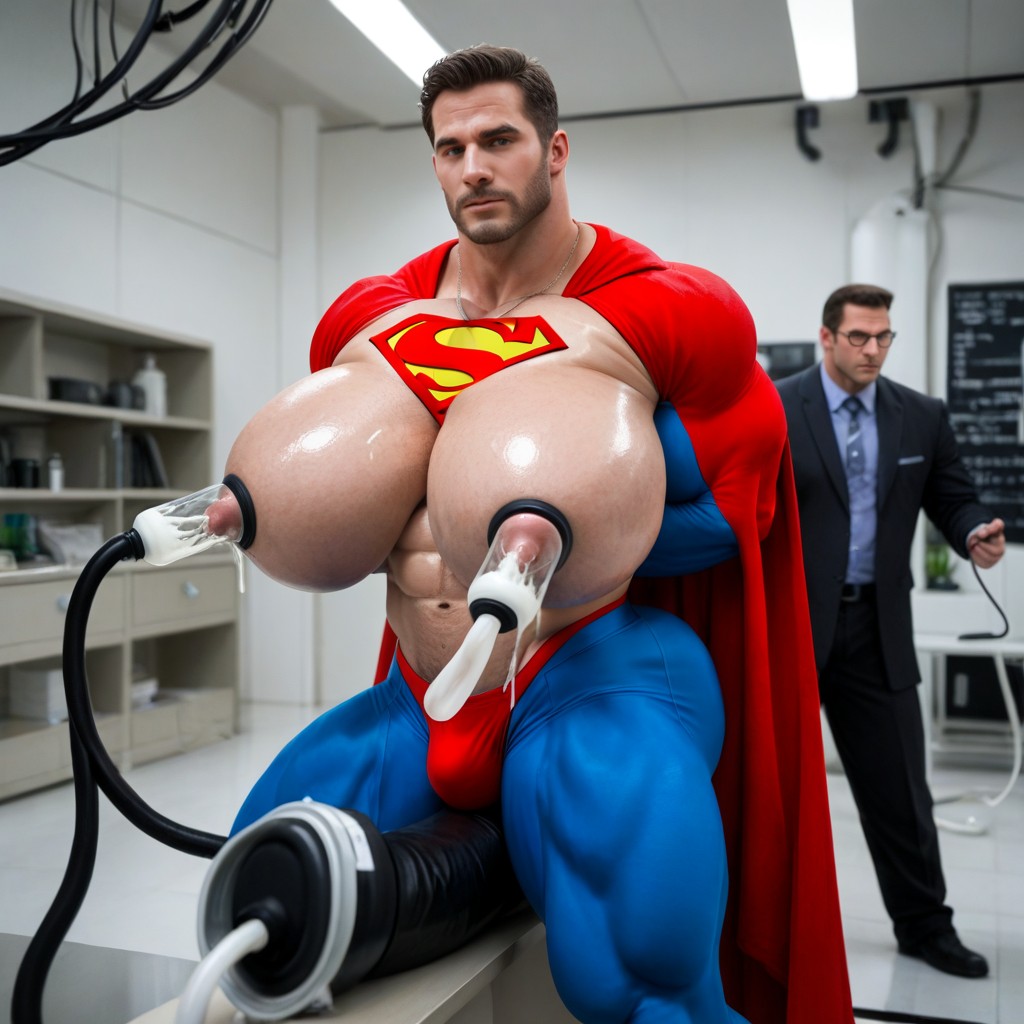 Superman's Tights, Superman's Arms Tied Behind Back, Squeezing Nipple Porno IA Gay