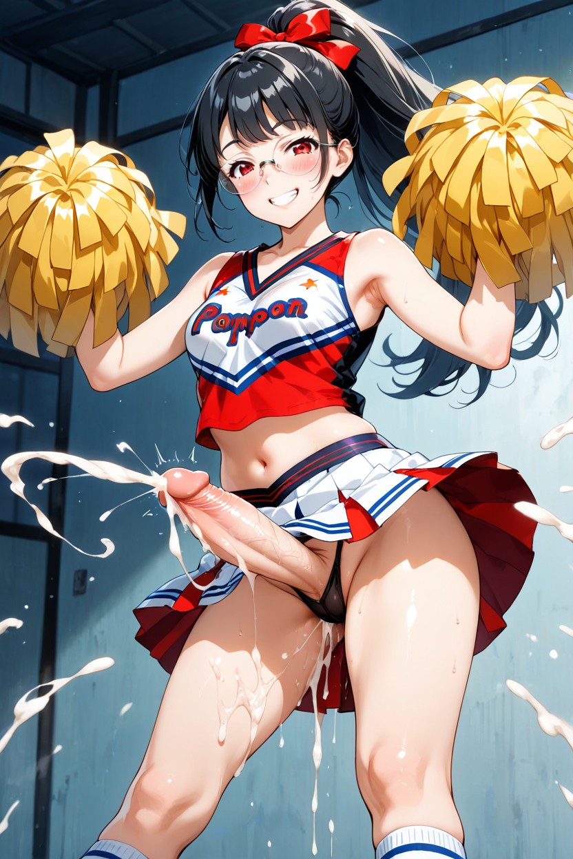 Cheerleader Costume, Black Hair, Blush Cheeks Hentai AI Porn