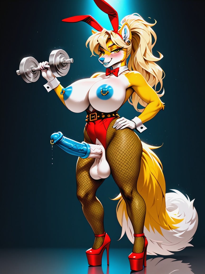 Garted Belt, Gigantic Perfect Boobs, Blushing Furry AI Porn