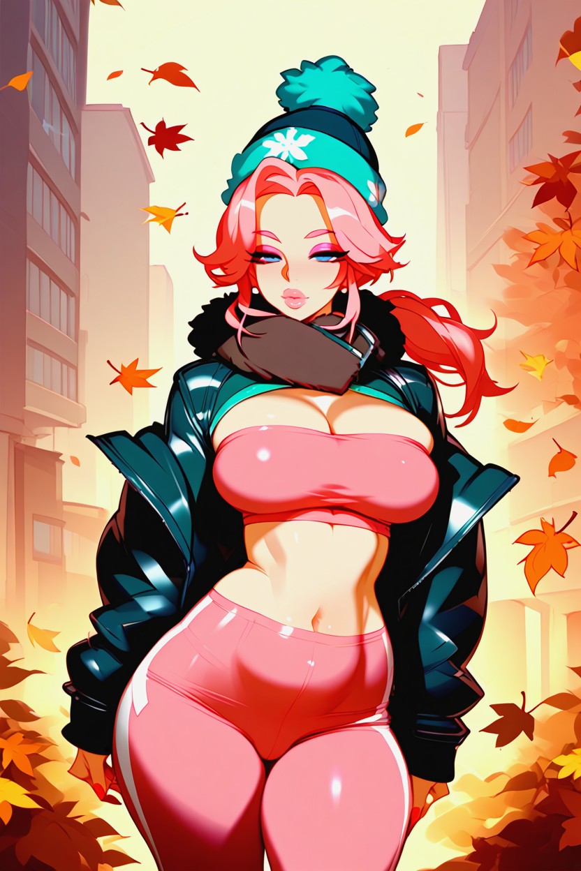 City Near Park, Red Nails, Bimbo Hentai AI Porn