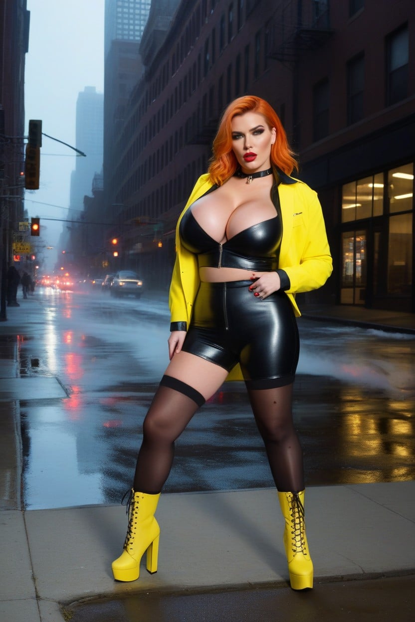 Bright Yellow Fabric, April Oneil From Tmnt, Stylish Stockings AI Porn