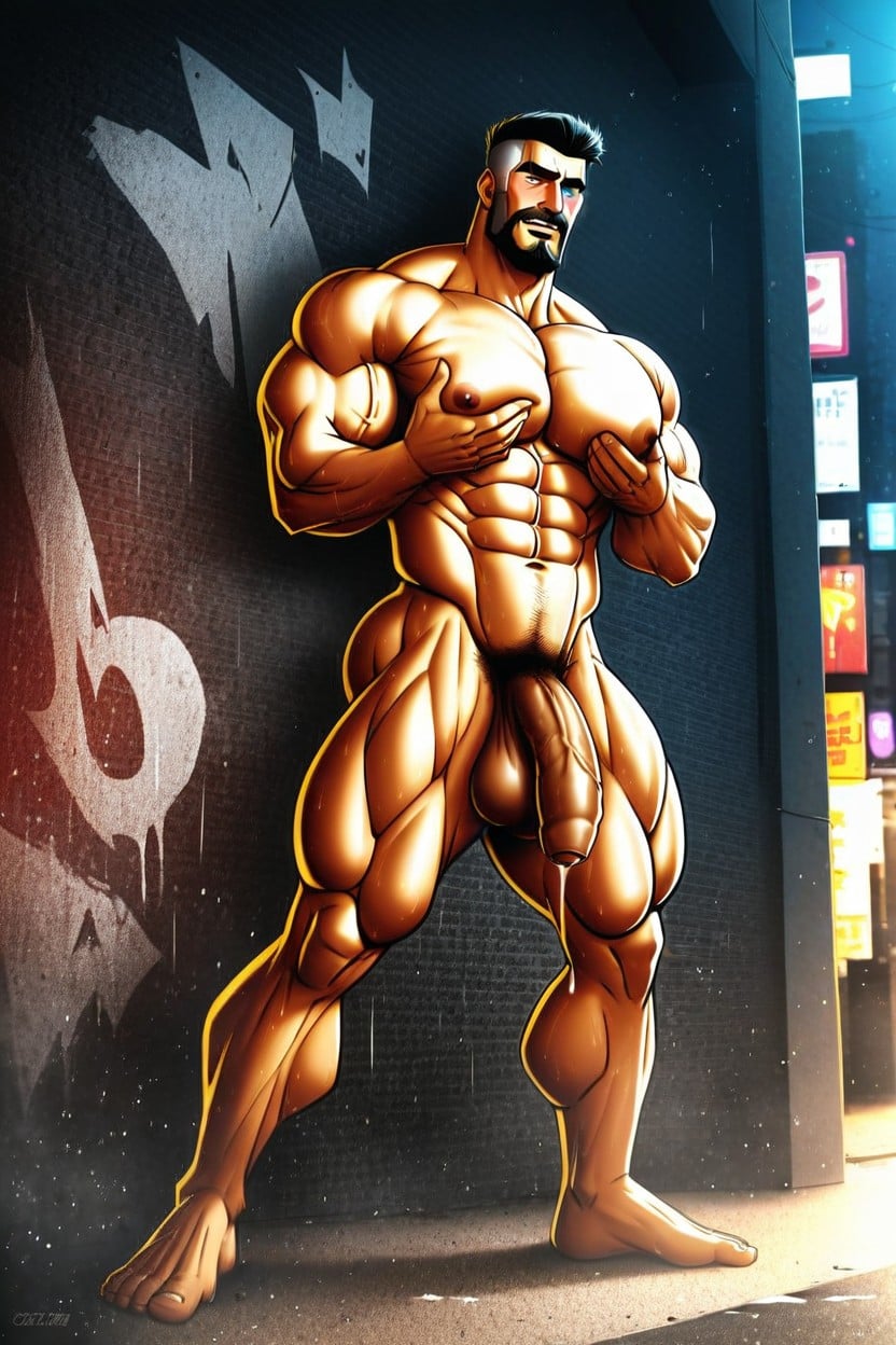 Oversized Muscles, Oiled Skin, Massive Arms AI Gay Porn