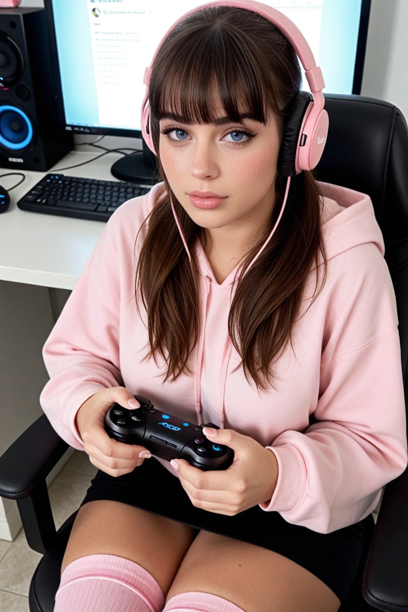 Cotton Thigh High Socks, Dot Nose, Perfect Anatomy AI Porn