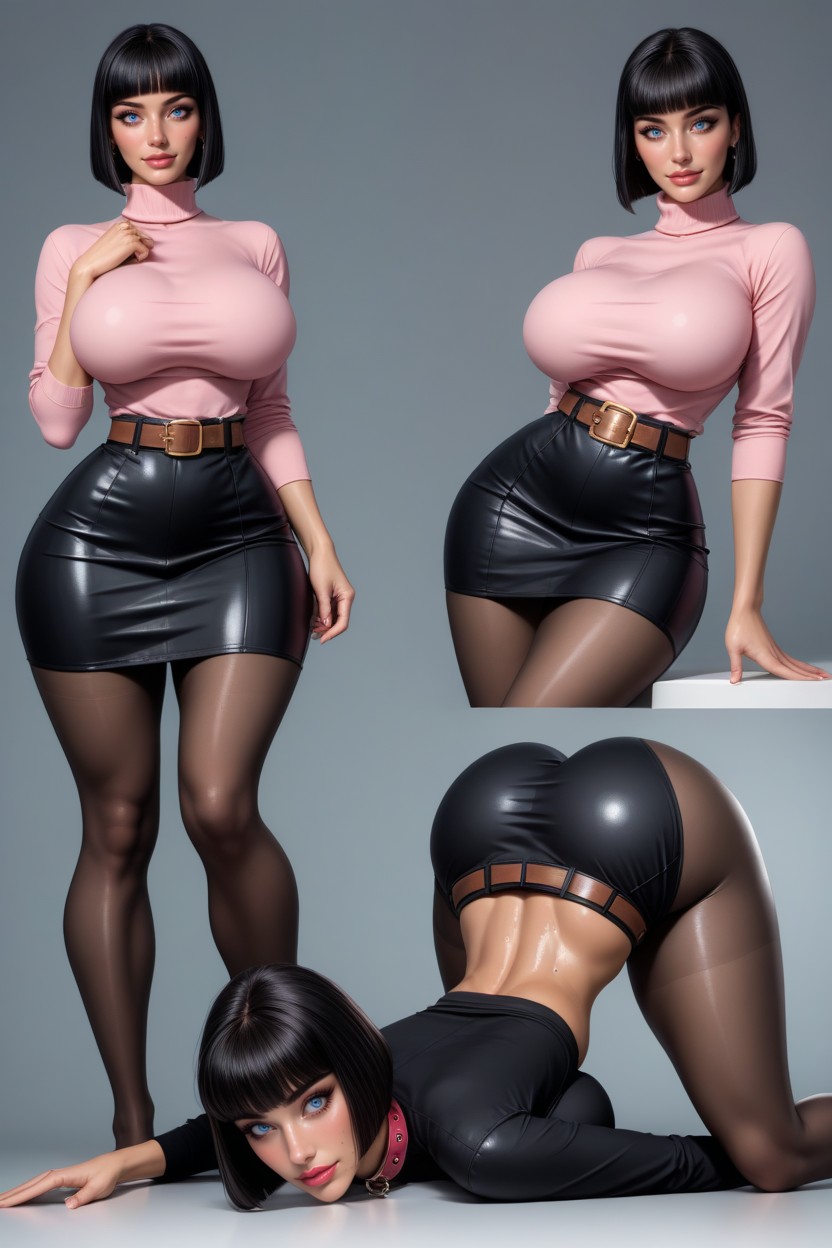 Extremely Beautiful, Brown Fully Fashioned Pantyhose, Flexible AI Porn