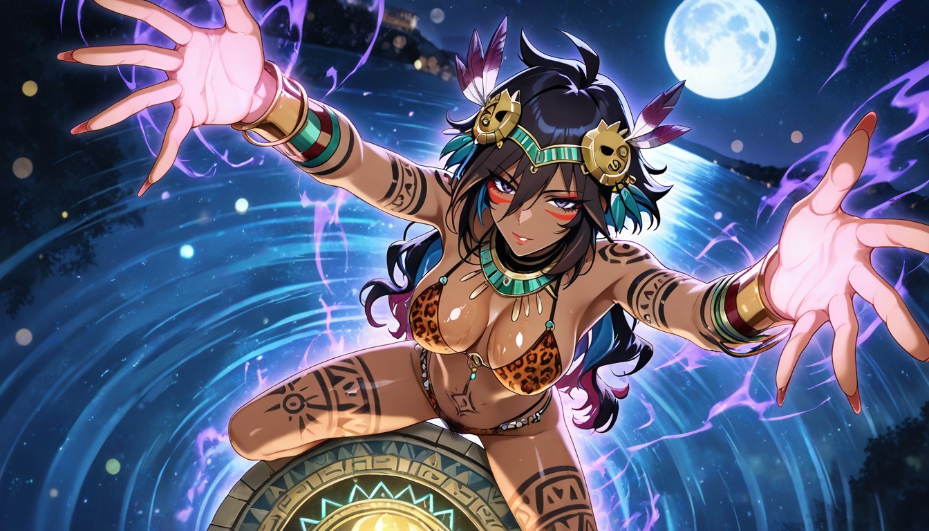 Oiled Skin, Pubic Hair, Magic Enegry Above Hentai IA