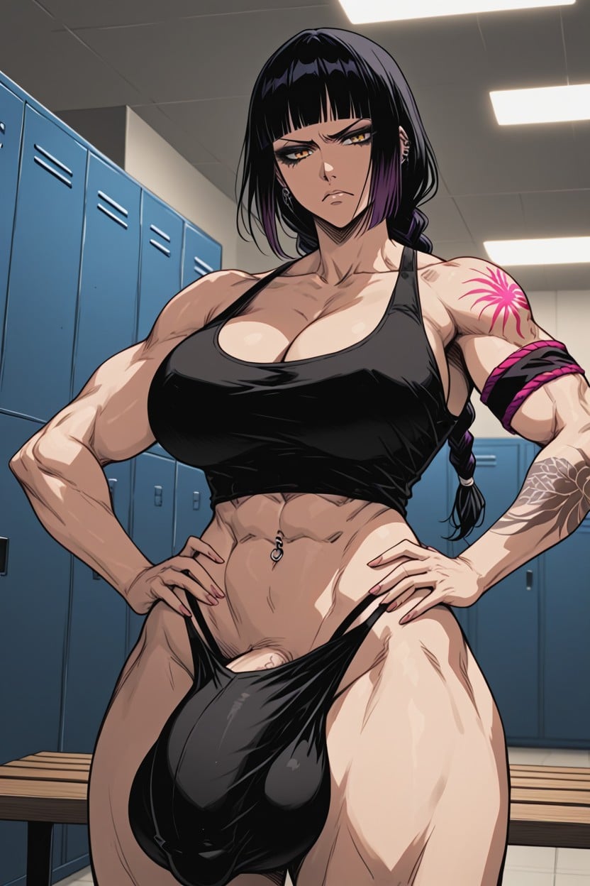 Standing, Locker Room, Gigantic Penis Shemale AI Porn
