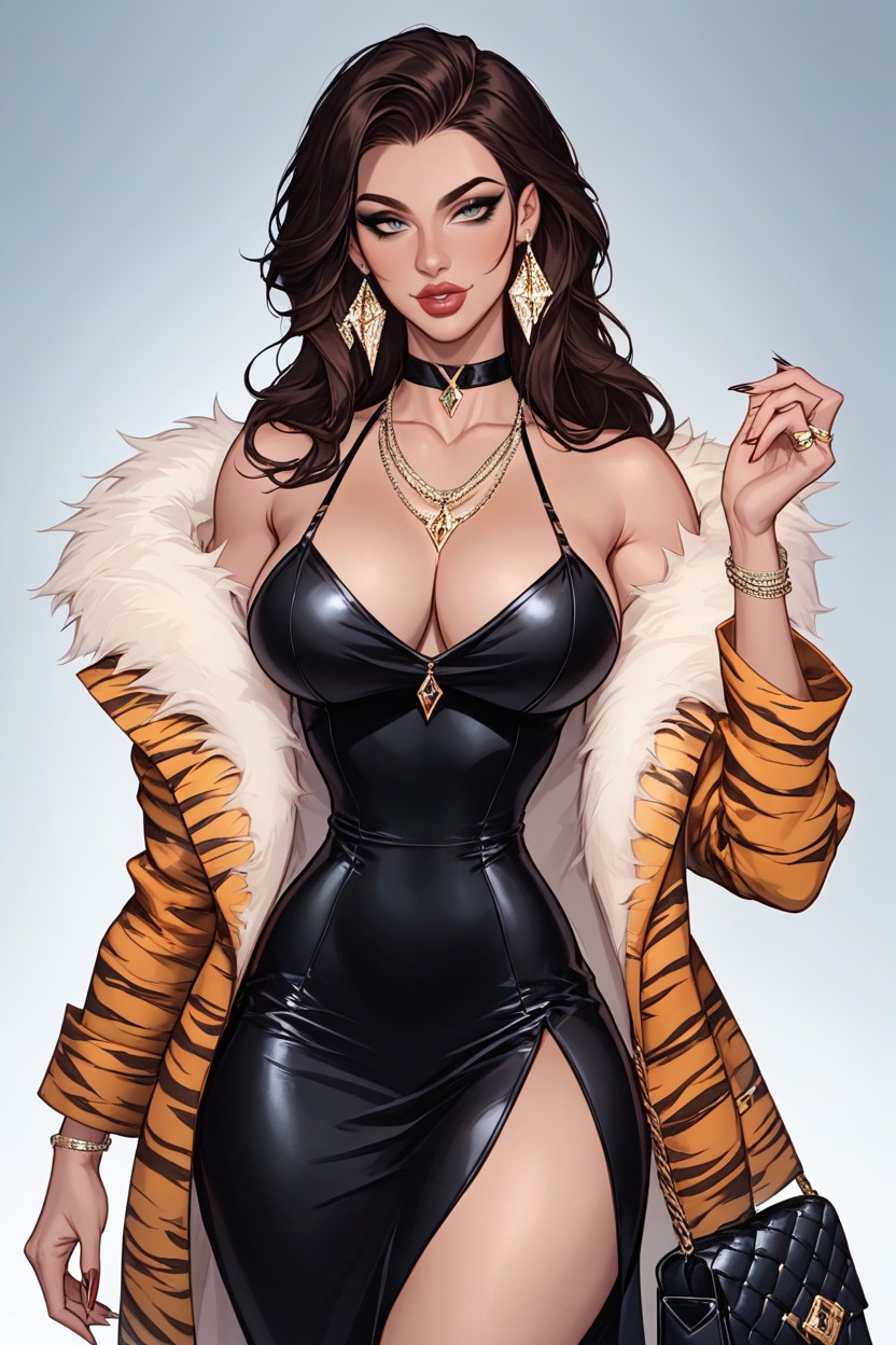 Beautiful Woman, Gemstone Earrings, Seductive Eyes AI Porn