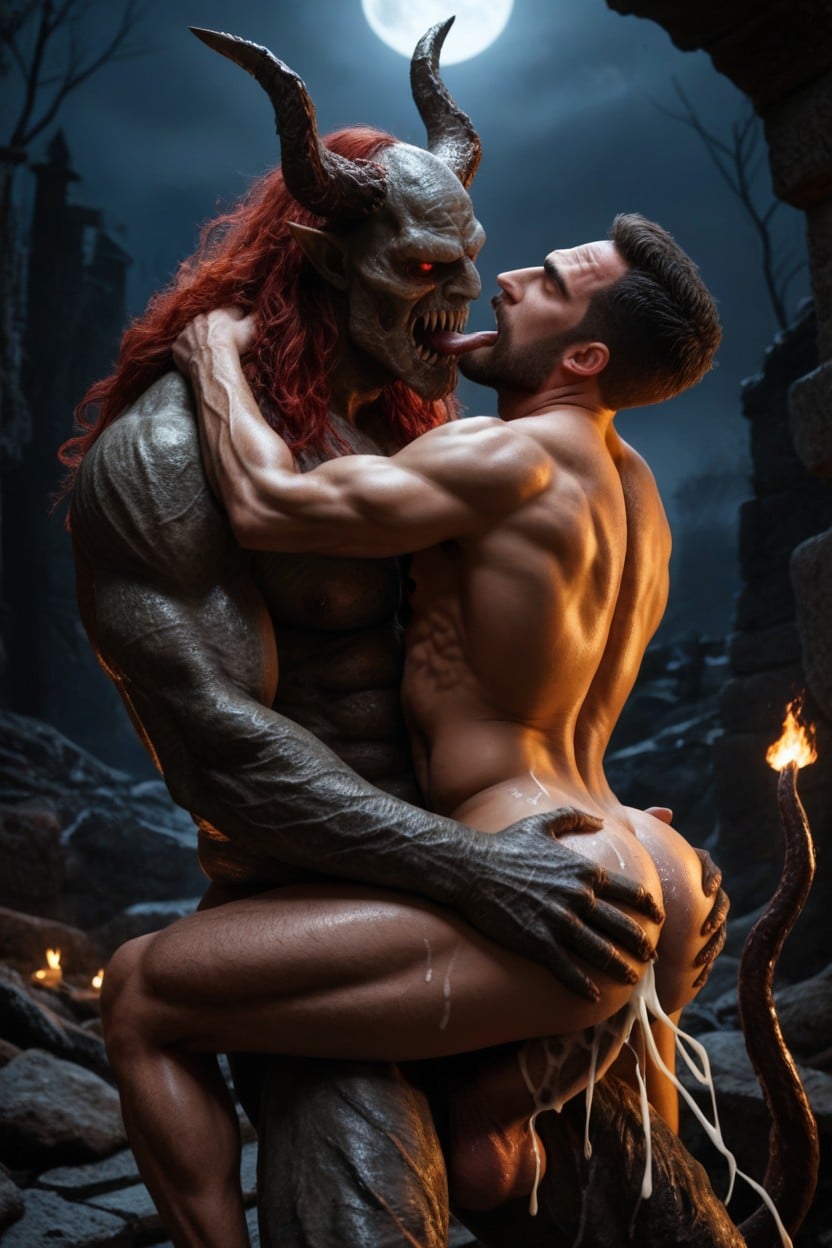 Monster With A Long Tongue, Cum Everywhere, Big Horns Porno IA Gay
