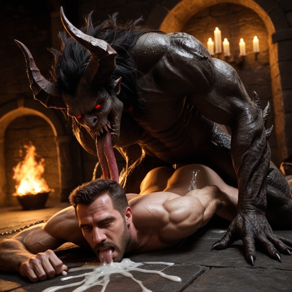 Orgasm, Mans Arms Bound Behind Back, Diablo Fuck Monster Man Face In Porno IA Gay