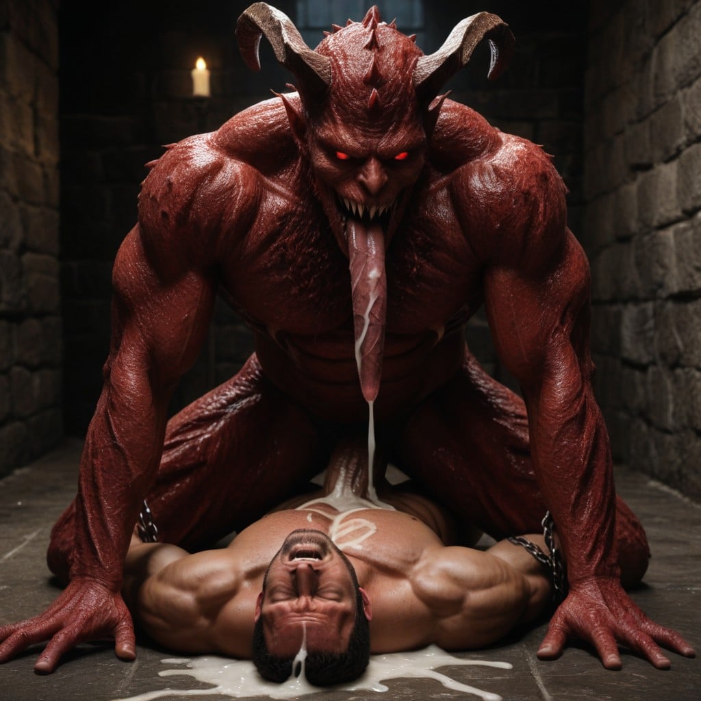 Diablo Fuck Monster Man Face In, Closed Eyes, Motion Lines Porno IA Gay