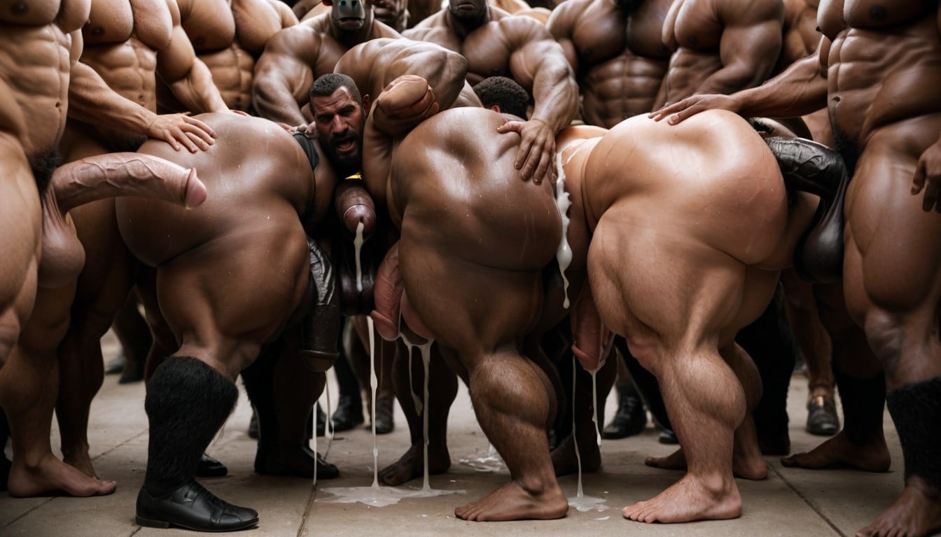 Gay Porn Bukakke, ベリーショートヘア, Hyper Dilated Anus ゲイAIポルノ