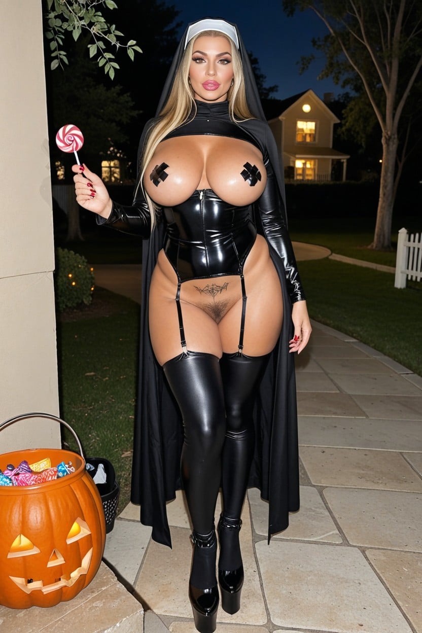 Holding Candy Bucket, Realistic Hd, Muscle Legs AI Porn