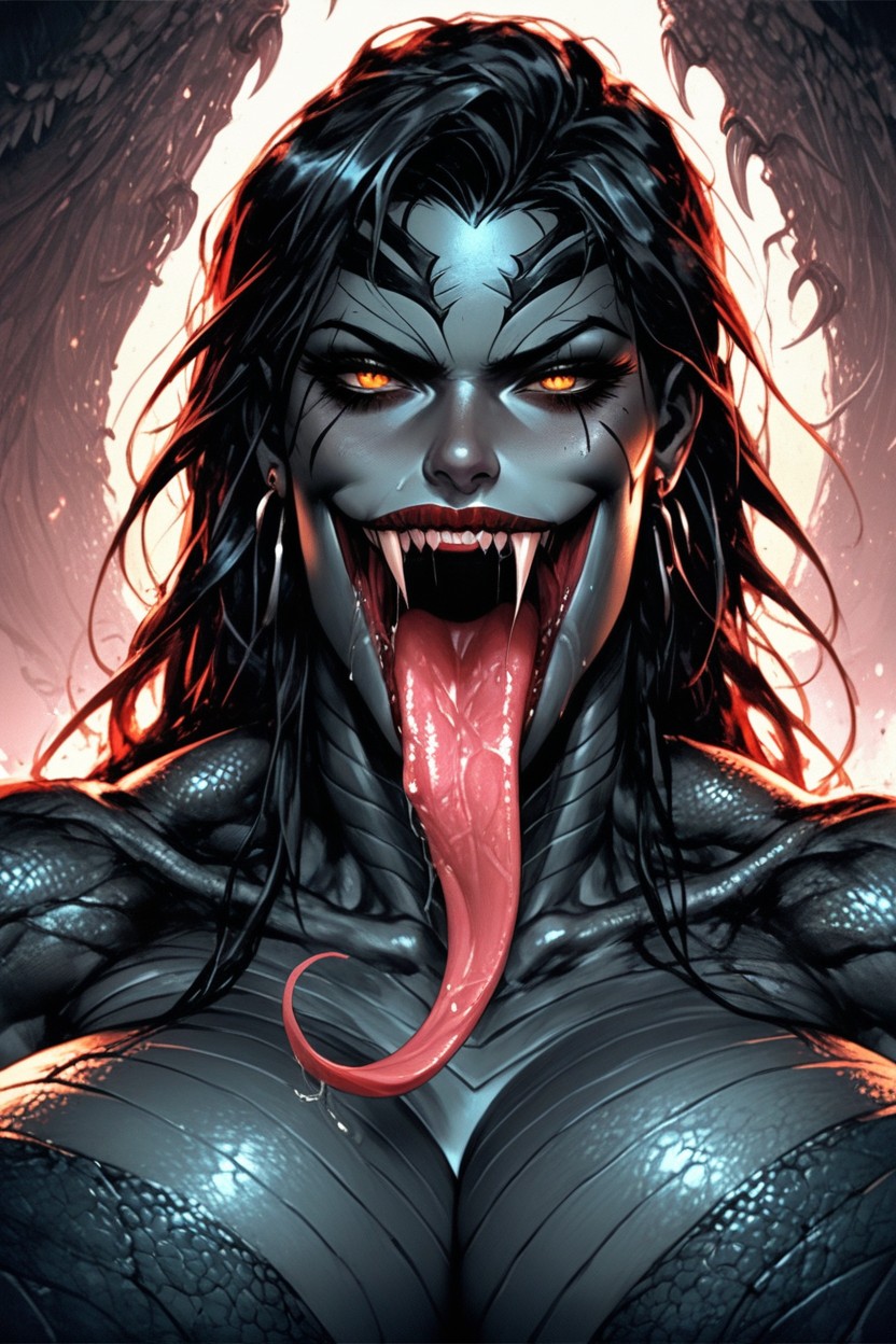 Slobbering Monster Woman X, Dripping Drool, Acute Teeth AI Porn