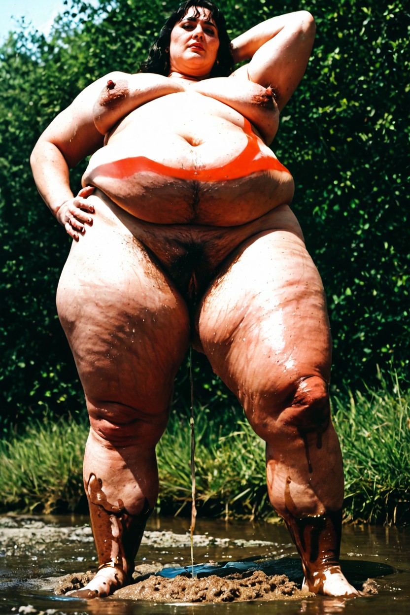 Liquid Mud, Cinematic, Hairy Legs BBW AI Porn