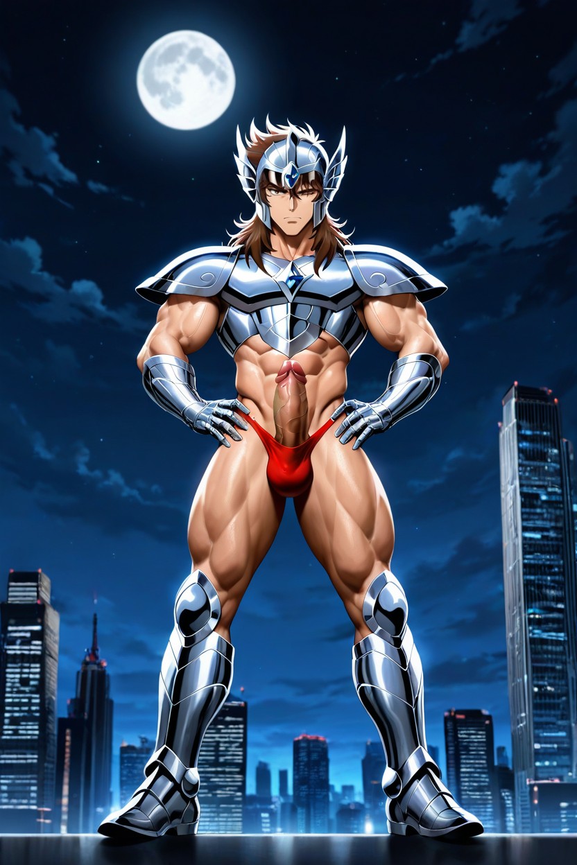 Brown Eyes, At The Top Of A Skyscraper, Defined Abs AI Gay Porn