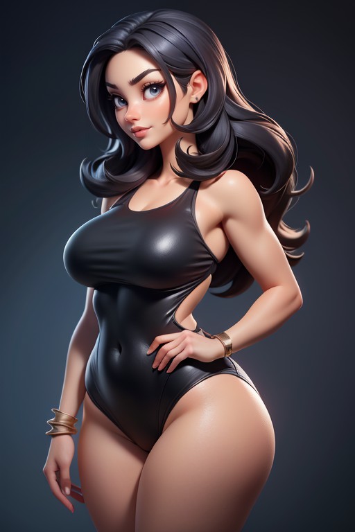Black Hair, Red Swimsuit, Massive Ass Hentai AI Porn