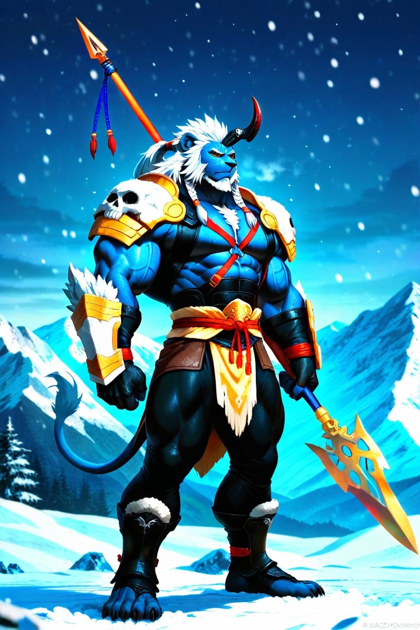 His Ears Are Pierced, Blue Fur, Long White Hair And Beard Porno IA Gay