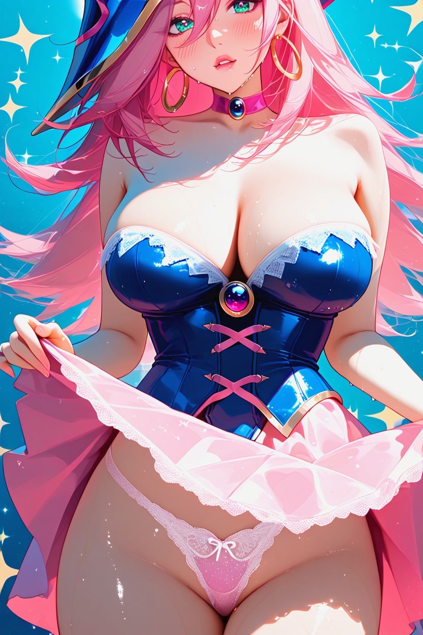 Pink And Teal Geometric Patterned Background, Provocative, Pink Lipgloss Hentai AI Porn