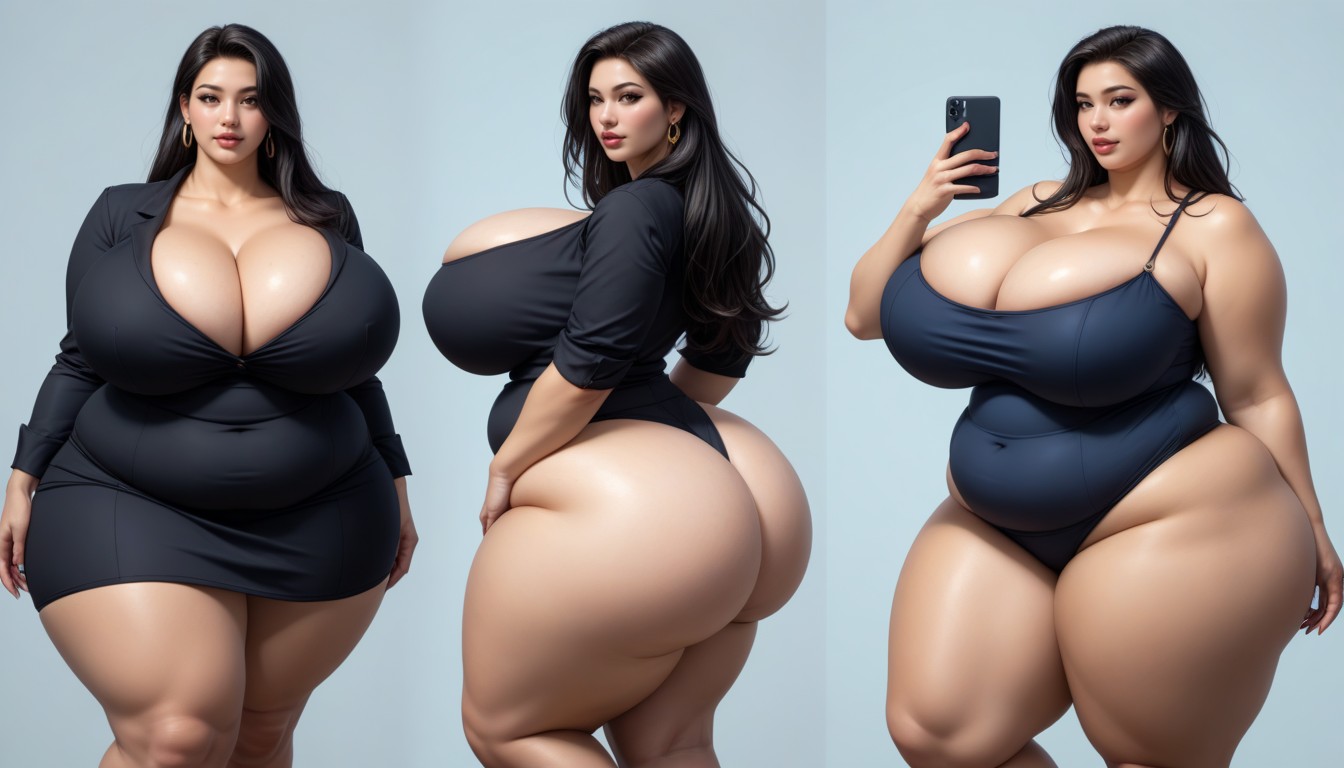 Hyper Mega Fat Ass Expansion, Hyper Fat Thick Curvy Fuller Figured Asian American College Woman, The Most Perfect Face BBW AI Porn
