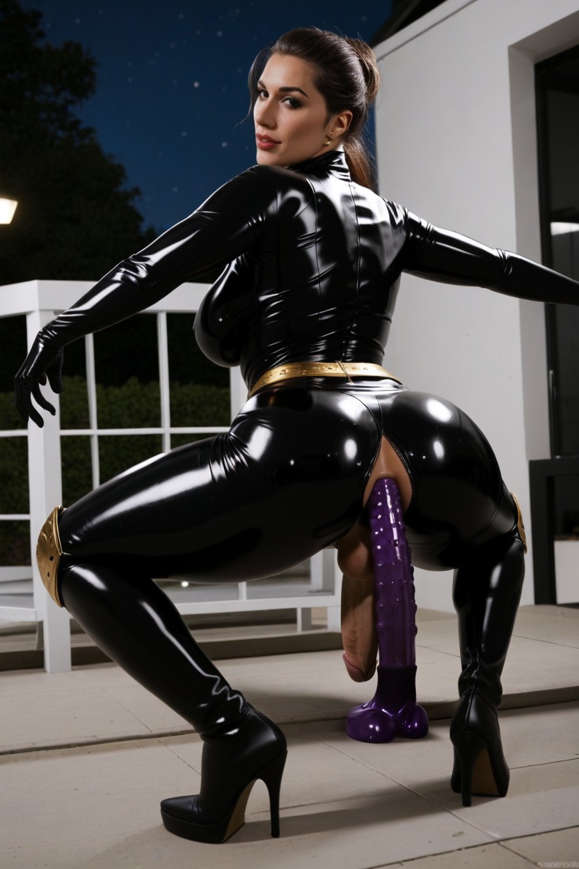 Thick, Latex Suit, Knee Pads Shemale AI Porn