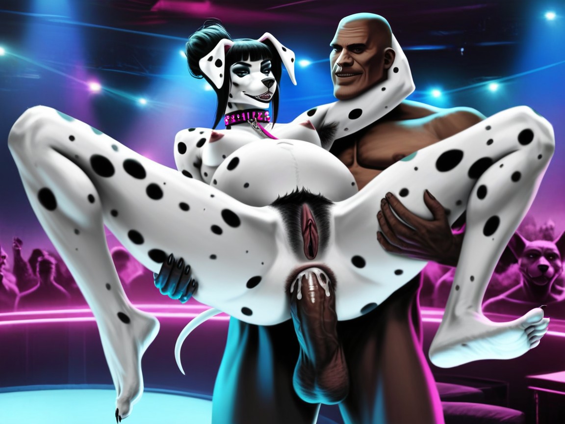 The Penis Is Balls Deep Inside The Female Dalmatians Asshole, 可爱, Black Vulva Fur AI獸人黃片
