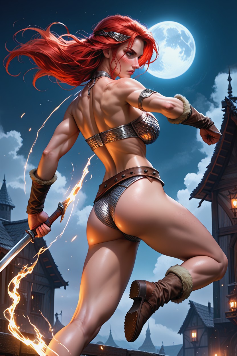 Serious, High Kick, Metal Bikini Armor Hentai AI Porn