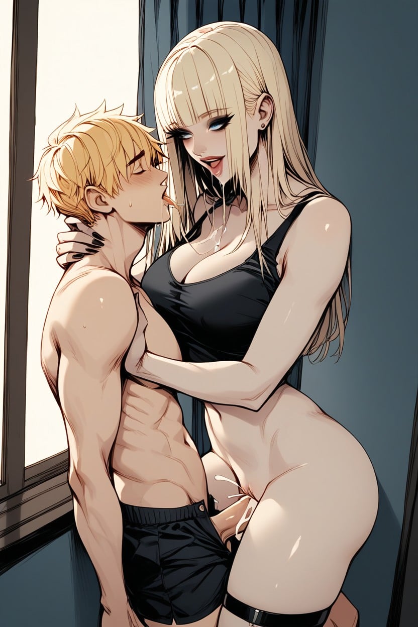 Standing Sex, Larger Female, Extremely Hourglass Figure Hentai IA