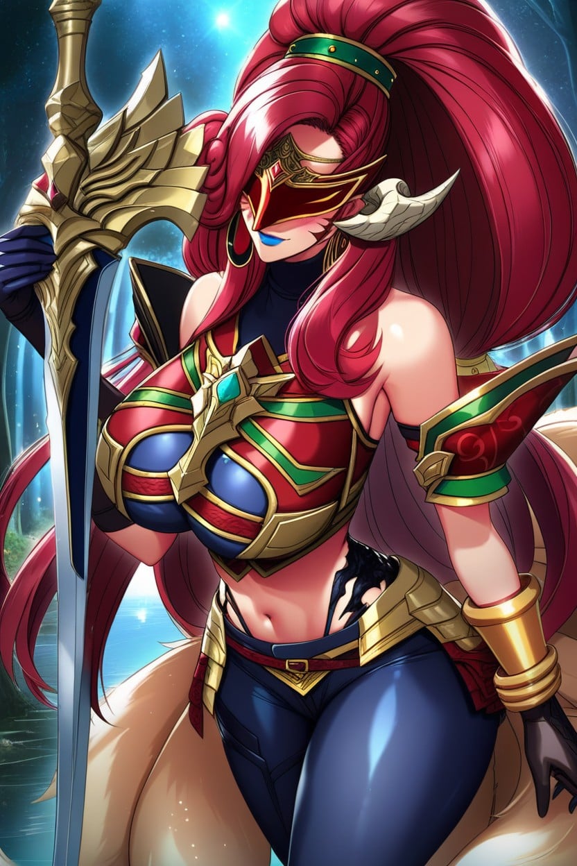 "the Fire Keeper From Dark Souls ", Gold Cuirass Armor, "ahri From League Of Legends" Hentai AI Porn