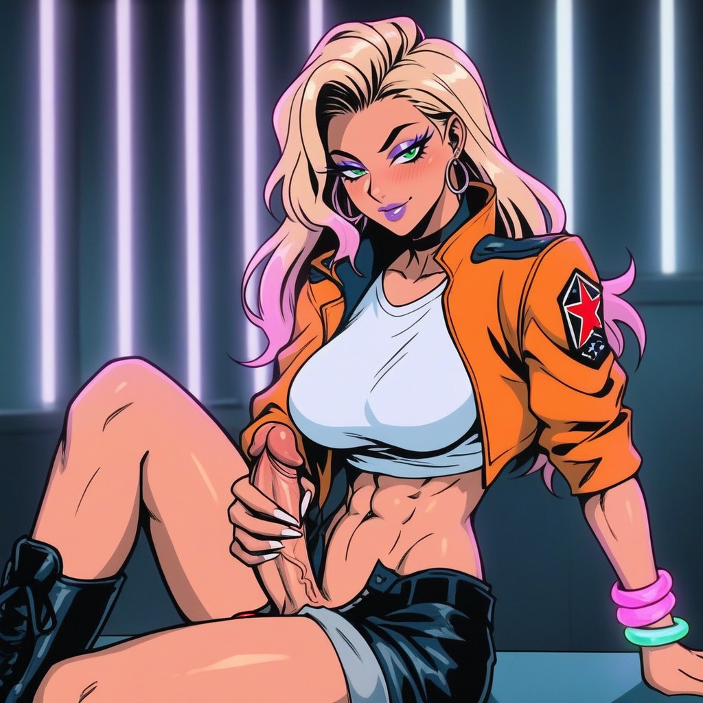 Futanari Cock Hanging Out Of Shorts, Seductive, White Finger Nails AI Porn