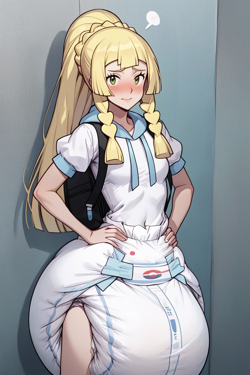 Lillie Cosplay, Exaggerated Wasp Waist, Skinny AI Porn