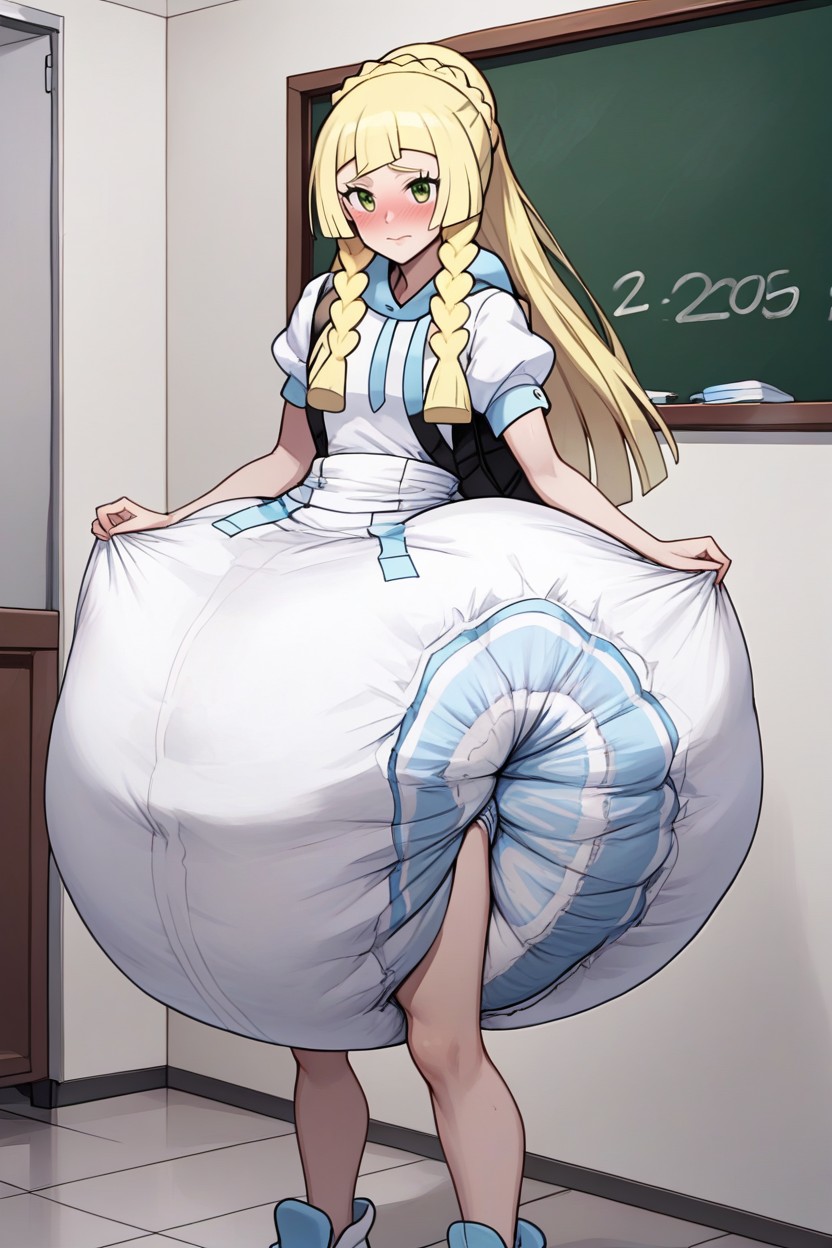 Sagging Adultdiaper, Hyper Detailed Face, Small Breasts AI Porn