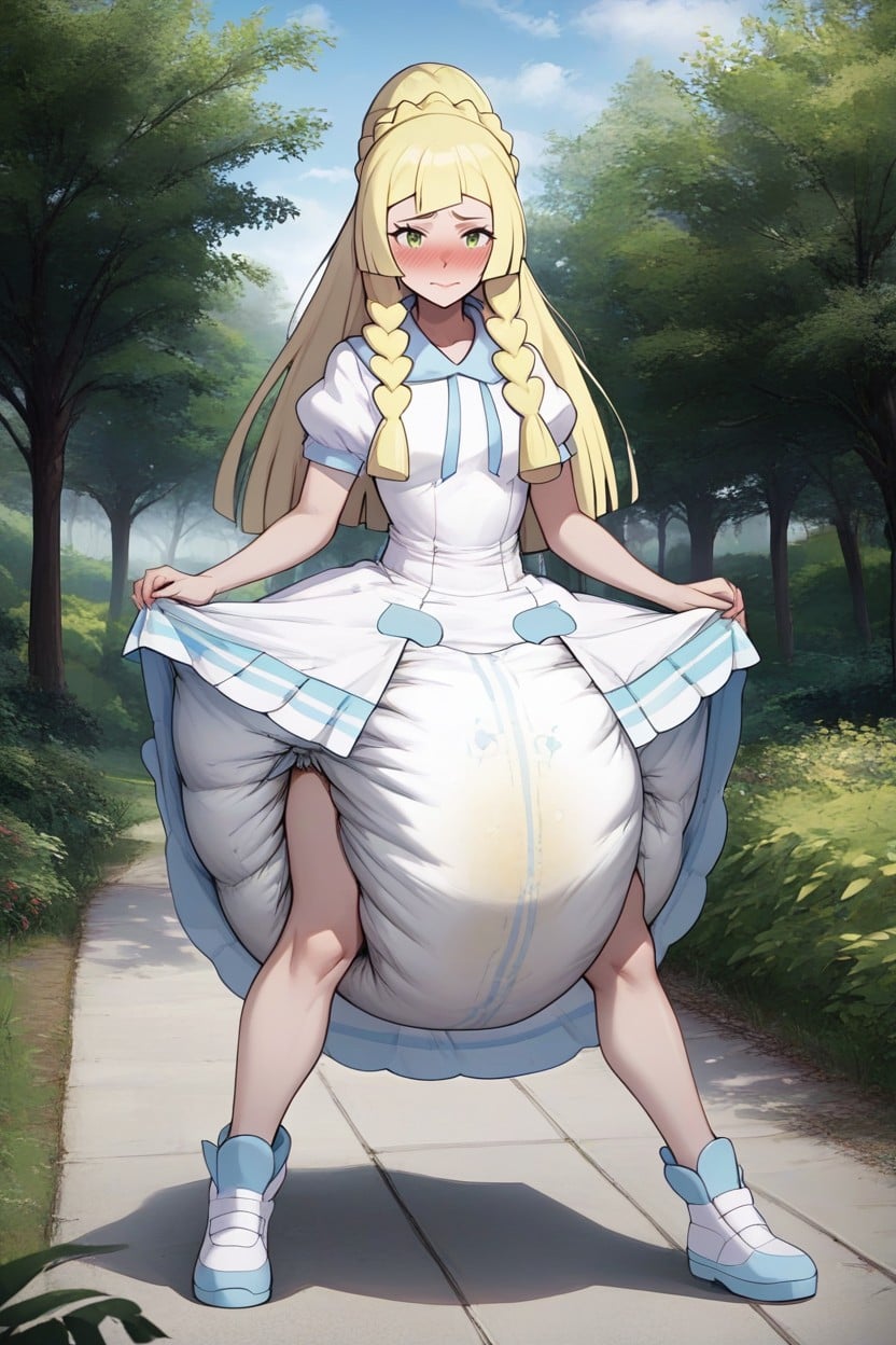 Exaggerated Wasp Waist, Standing, Covered Breasts AI Porn
