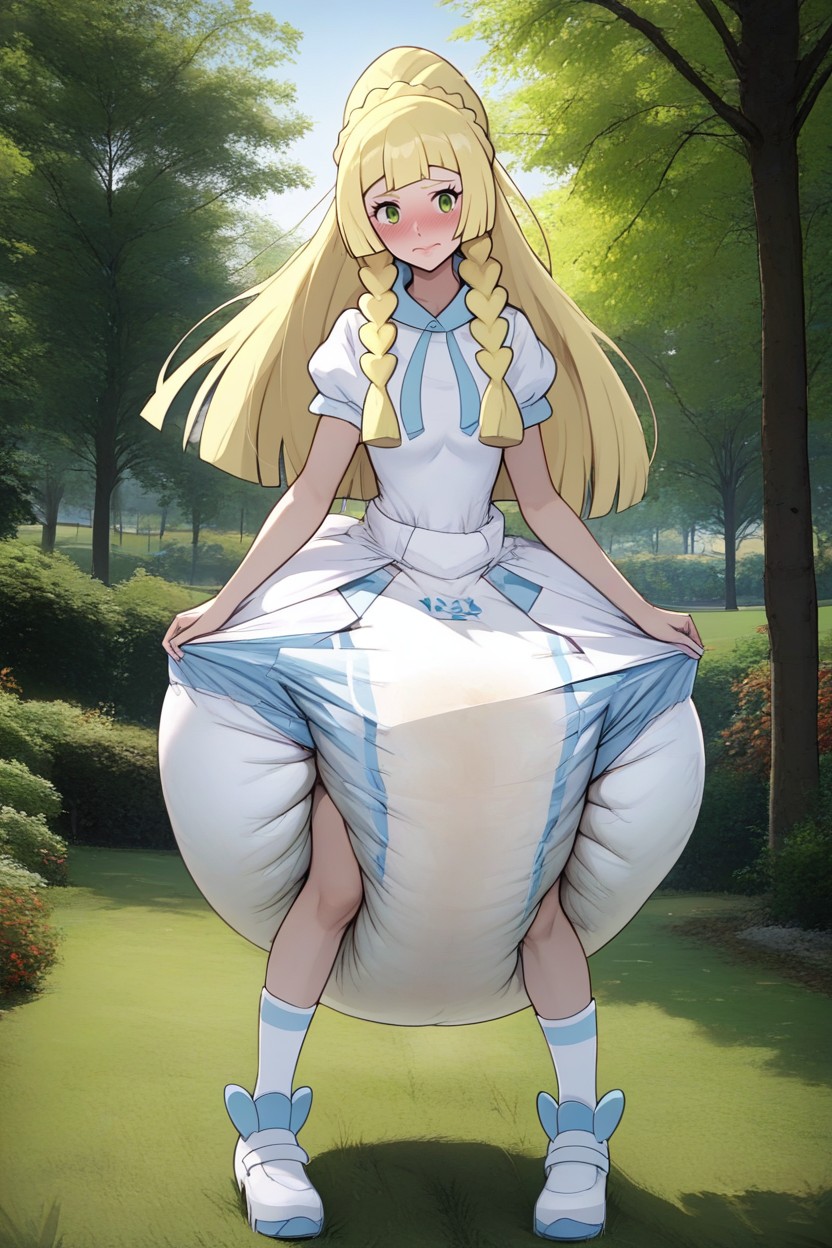 Standing, Park, Embarrassed AI Porn