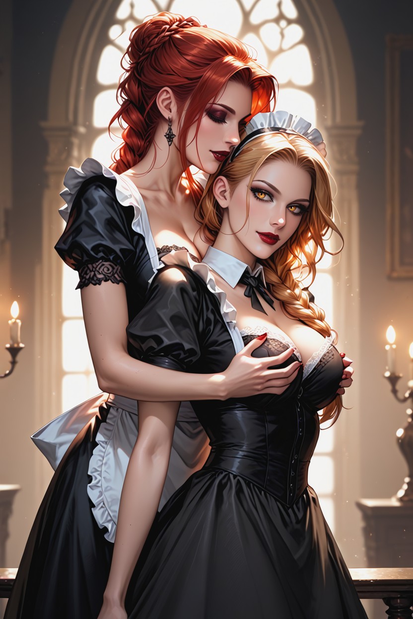 Gothic Atmosphere, Waist Shot, Front View Hentai IA