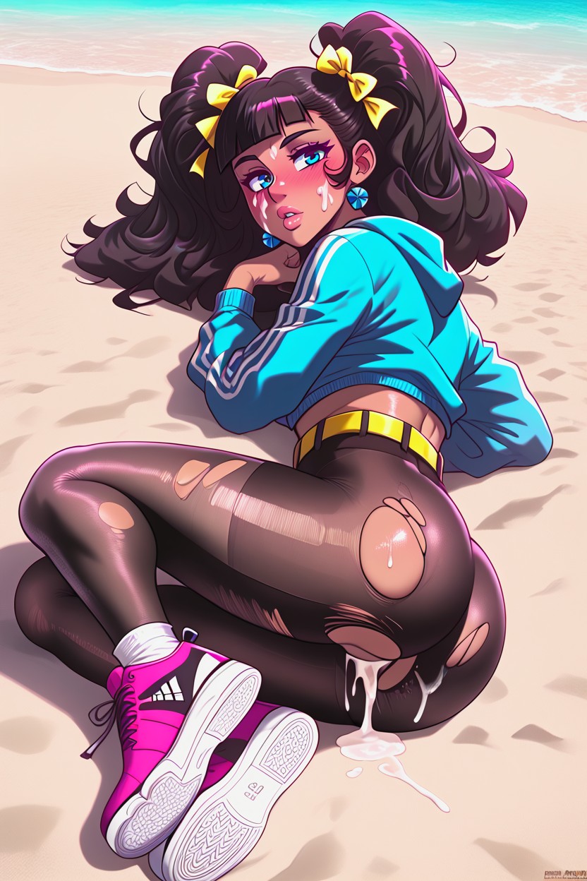 The Leggings Are Transparent And Detailed, Thick Sexy Lips, Shapely Lips AI Porn