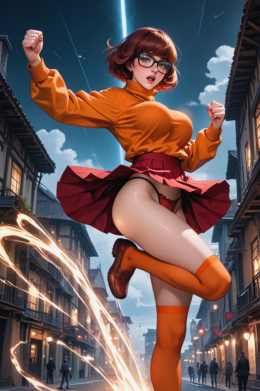 Maigre, Orange Sweater, Sexy Legs Porno IA Hentai
