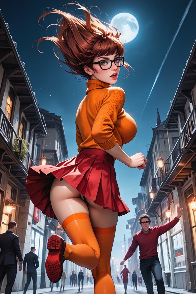 Orange Sweater, Embarrassed, Arched Back Hentai AI Porn
