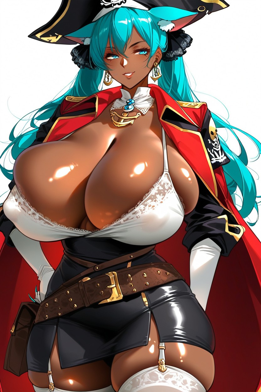Garters, Dark Skin, Simple Background Hentai AI Porn