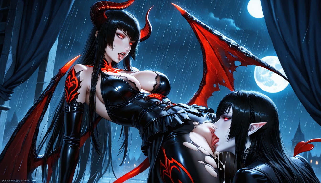 Long Straight Hair, Torn Clothes, Night AI Porn